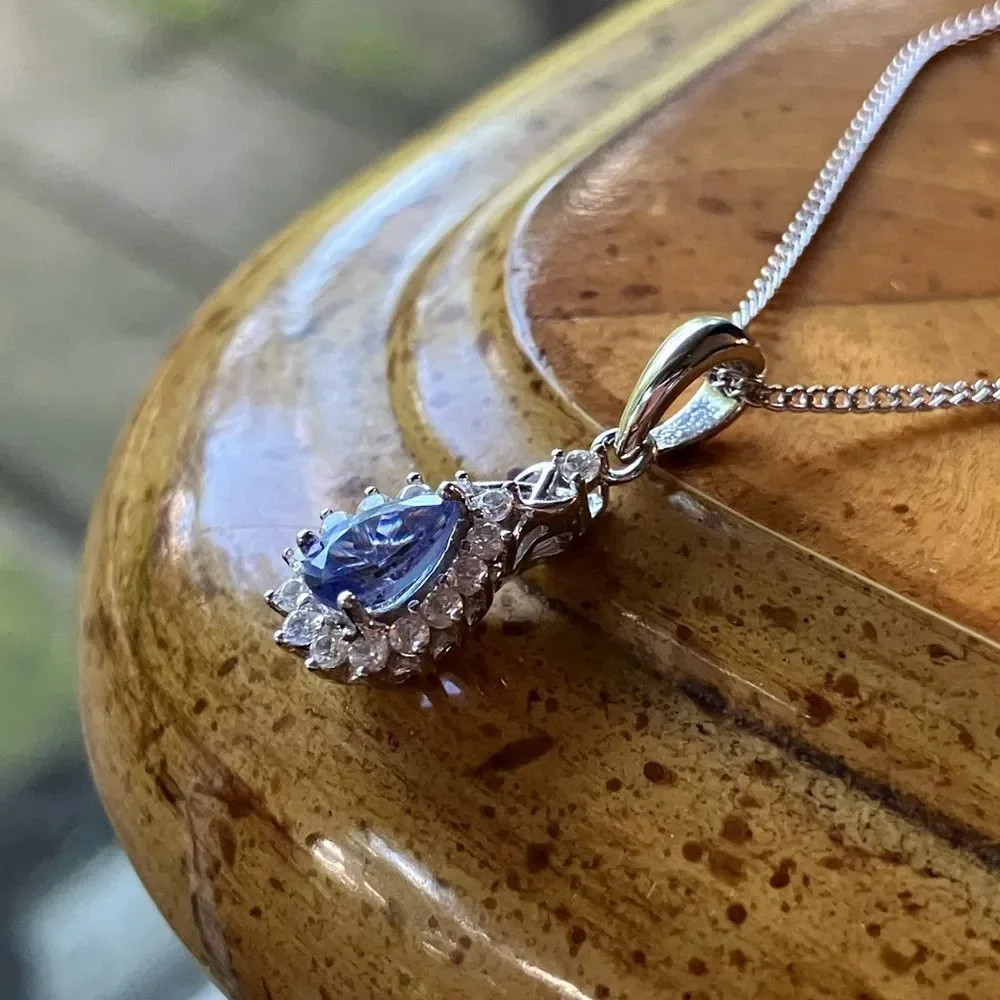 Natural Tanzanite Sterling Silver Necklace